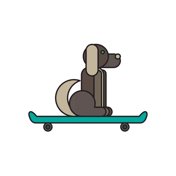 Hunden sitter på en skateboard — Stock vektor