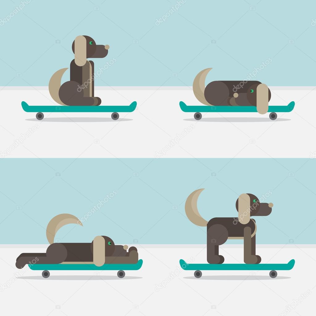 Dog sitting on a skateboard. Vet symbol. Delivery icon. Vector