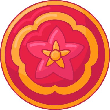 Kırmızı ve Sarı Geleneksel Çin Sakura Yama Düzleştirici. Ay Çin Yeni Yıl Elementi