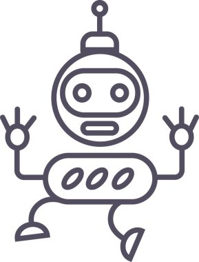 Doodle robotu ve tekno kafa simgesi elementleri. Ai arayüz retro biçim illüstrasyonu