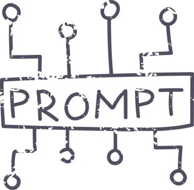 Koyu gri promt düğme simgesi ögesi. Ai arayüzü karalama biçimi illüstrasyonu