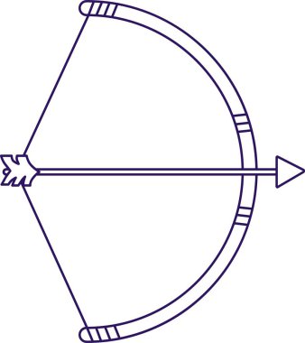 Rekabet için okçuluk taslak simgesi. Renkli oklu tahta yay.