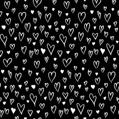 Soyut şekiller, karalamalar, karalamalar, geometrik elementler, dalgalar, ızgaralar, çizgiler, kalpler ve organik dokular içeren siyah ve beyaz grunge deseni