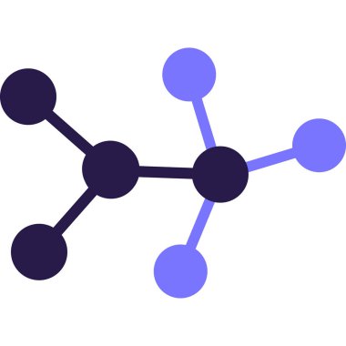 Mavi ve Turkuaz Yapay Zeka Teknolojisi. Sinirsel Bağlantılı Karalama Yapıştırması. Parlak Düz Simge