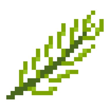 Yeşil Minimalist Pixel Sanat Çiçeği, Bitki ve Çimen Simgesi. Düz Oyun Spriti.