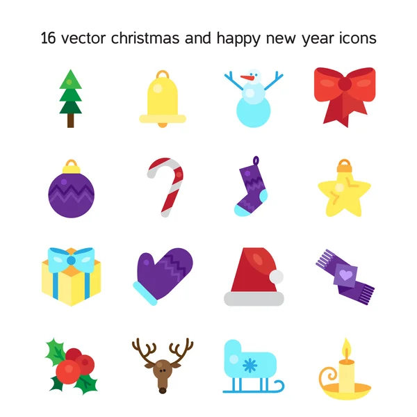 Feliz Navidad iconos — Vector de stock