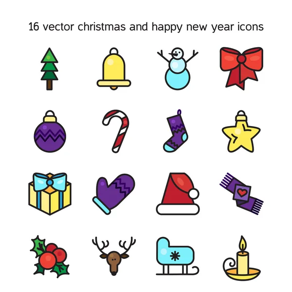 Merry Christmas icons — Stock Vector