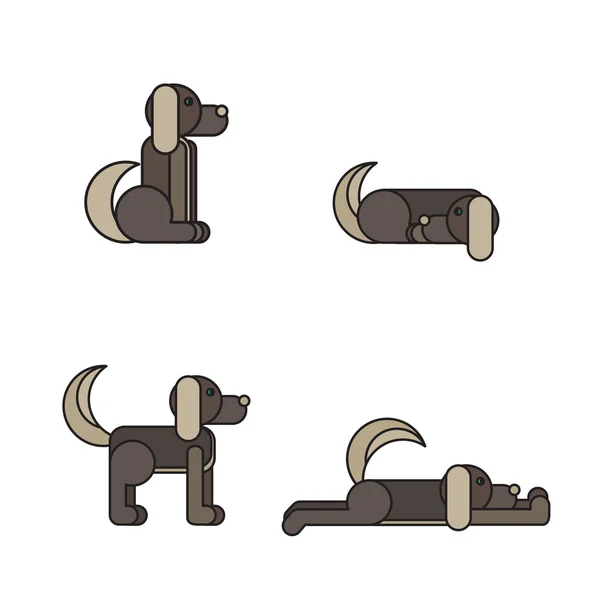 Anjing di 4 posisi. Grafik Vektor