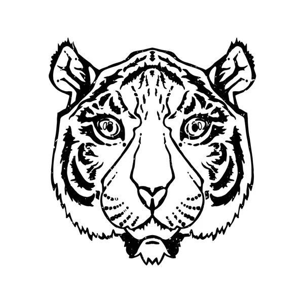 Tigre d'art linéaire — Image vectorielle