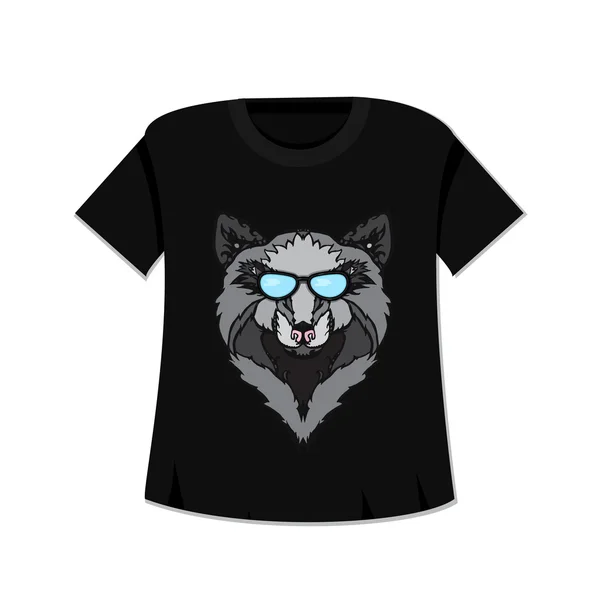 T-shirt de lobo selvagem — Vetor de Stock