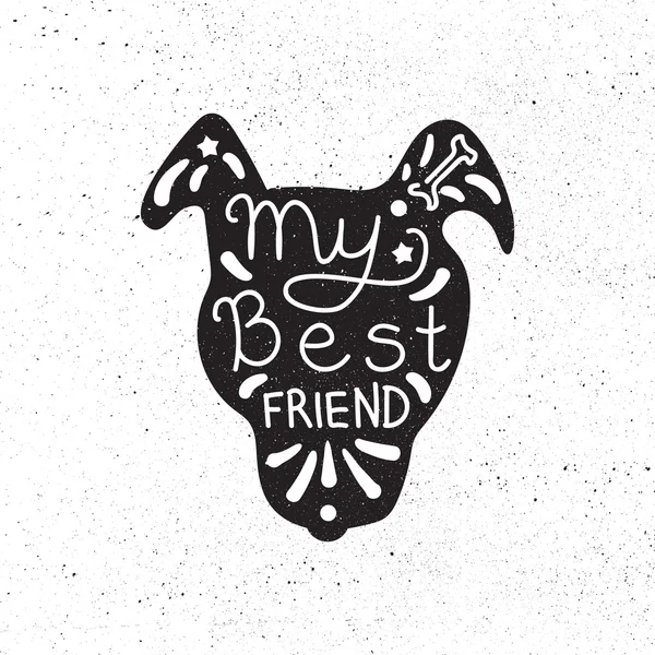 Vintage elle çizilmiş evde beslenen hayvan içinde yazı