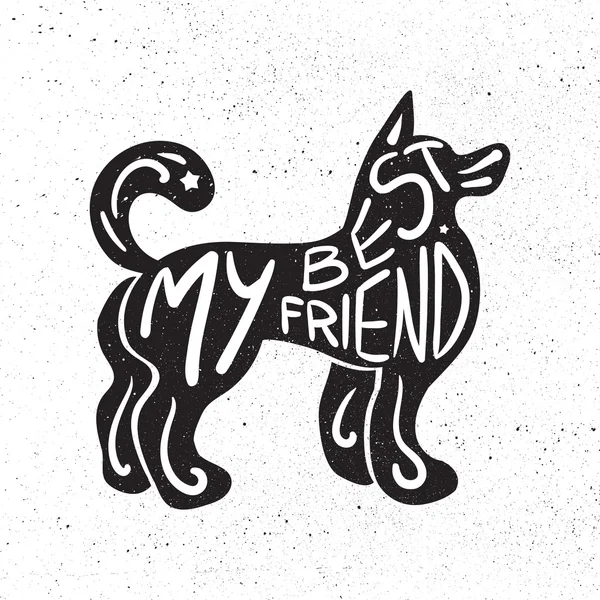 Vintage elle çizilmiş evde beslenen hayvan içinde yazı