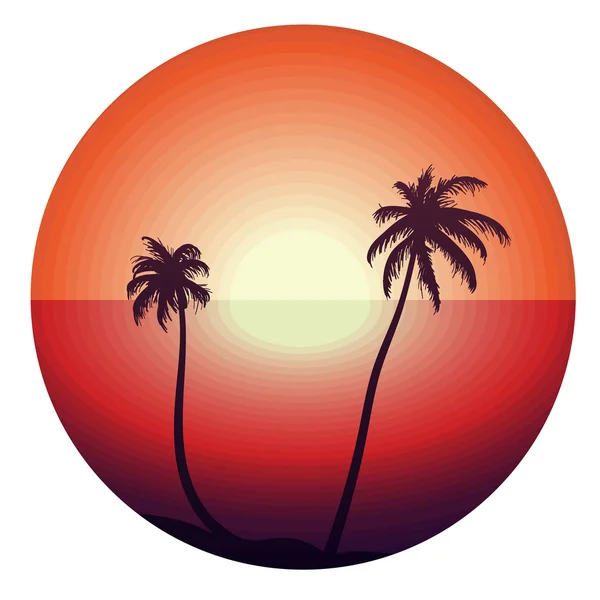 Тропічний захід сонця з долонями — стоковий вектор