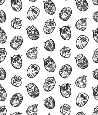 Baykuşlar el çekilmiş seamless modeli