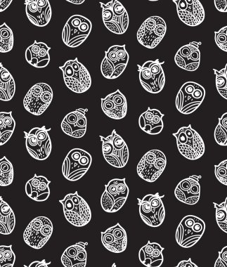 Owls hand drawn seamless pattern clipart