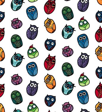 Baykuşlar el çekilmiş seamless modeli