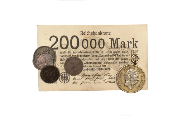 Przedmioty kolekcjonerskie monety banknoty nagrody — Zdjęcie stockowe