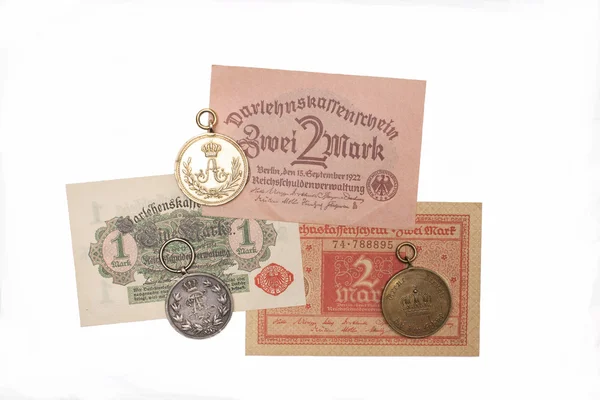 Συλλεκτικά κέρματα τραπεζογραμμάτια βραβεία — Φωτογραφία Αρχείου