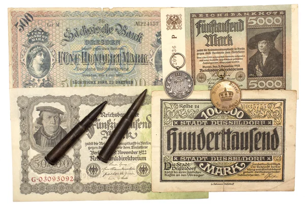 Przedmioty kolekcjonerskie monety banknoty nagrody — Zdjęcie stockowe