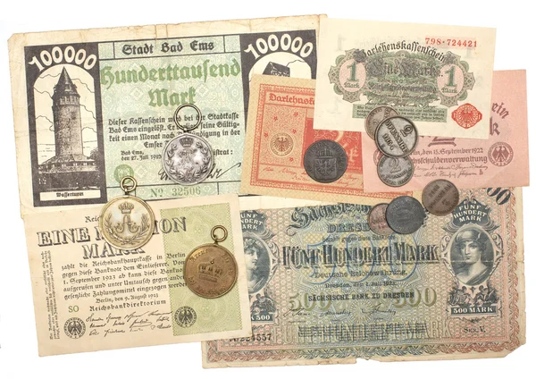 Collectibles munten bankbiljetten Awards Rechtenvrije Stockafbeeldingen