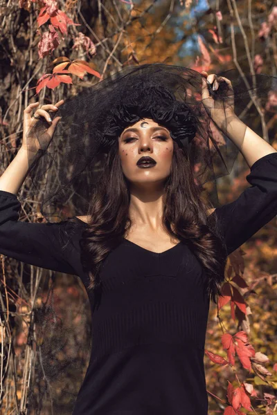 Noiva Negra Feriado Halloween — Fotografia de Stock