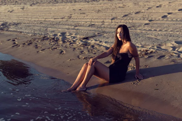 Sesión Fotos Nocturna Playa Junto Río — Foto de Stock