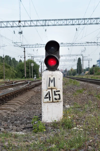 铁路上的信号灯 — 图库照片
