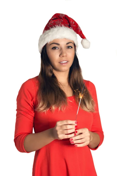 Mädchen als Weihnachtsmann verkleidet — Stockfoto