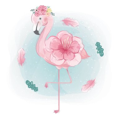 Yazın Çiçek Flamingo 'nun çizgi film çizimi