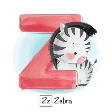Hayvan Alfabesi z zebrasının vektör karikatür çizimi