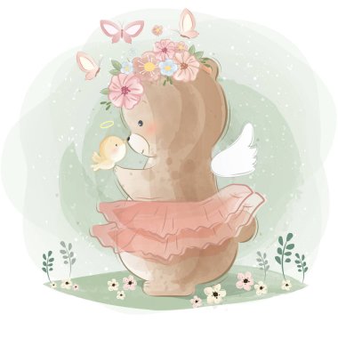 Angelic Bear ve Küçük Kuş 'un çizgi film çizimi