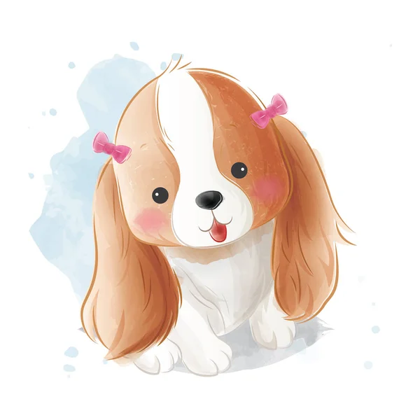 Cartoon Vector Illustration Cute Cavalier Dog — Stock Vector
