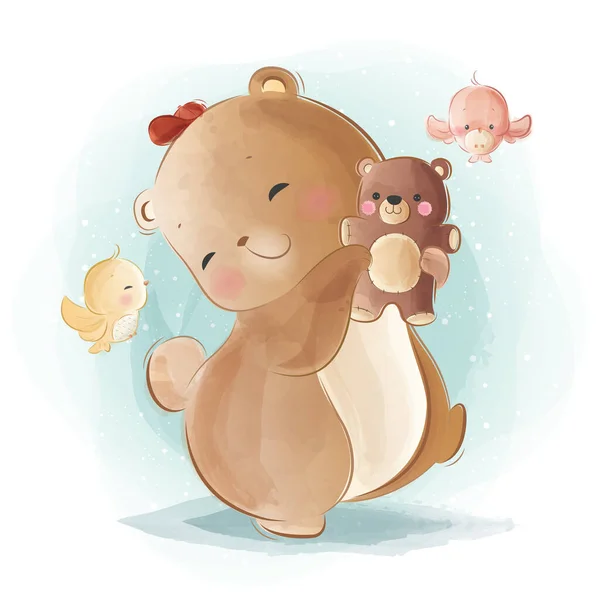 Rajzfilm Vektor Illusztráció Aranyos Medve Teddy Bear — Stock Vector