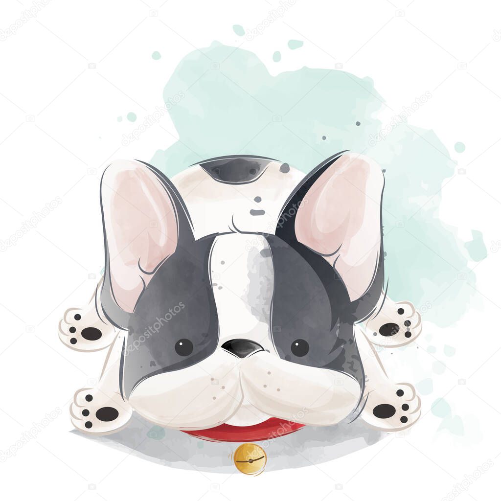 cartoon vector illustration of Cute Frenchie dog