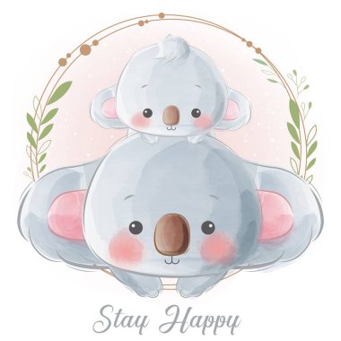 Anne ve Bebek Koala Portresi