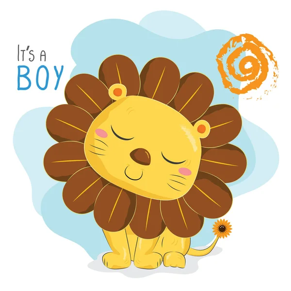 赤ちゃんライオンひまわりの髪 — ストックベクタ