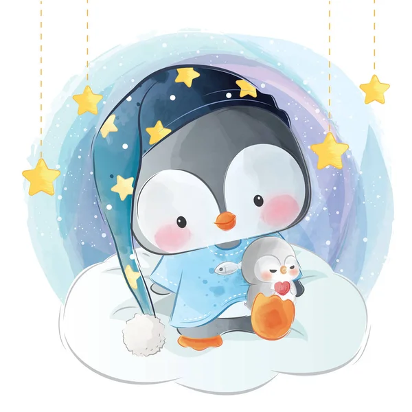 可爱的睡梦中小企鹅 — 图库矢量图片