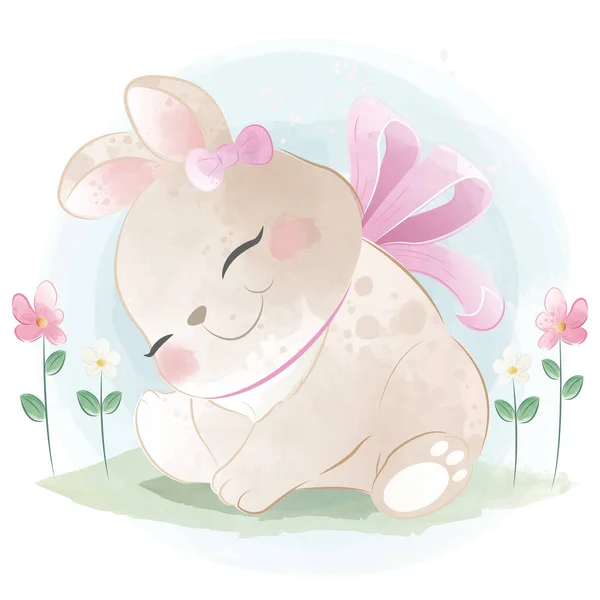 Mignon Lapin Les Fleurs Tullip — Image vectorielle