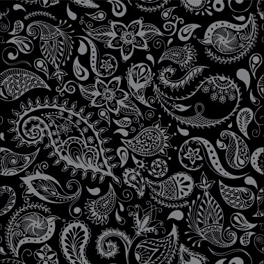 Vektör canlı çiçek deseni. Dikişsiz botanik detaylı resimler. Elle çizilmiş, etnik, retro, doodle, zentangle, kabile tasarım elemanı.