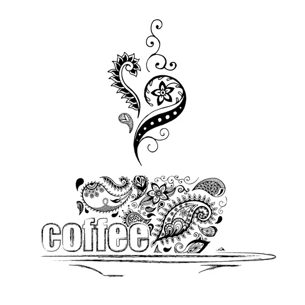 Gemusterter Deckel Kaffee. Batik, indisches Design. es kann für Hemd, Tasche, Postkarte und Poster verwendet werden. — Stockvektor