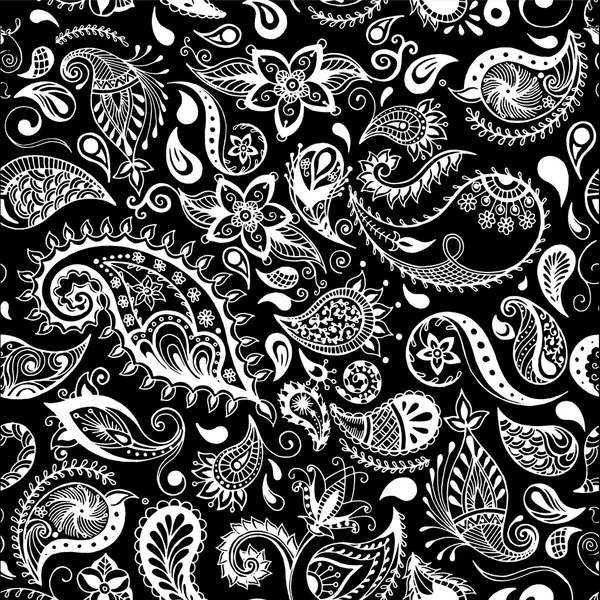 Modèle vectoriel de fleurs vives. Illustrations détaillées botaniques sans couture. Dessiné à la main, ethnique, rétro, gribouillis, zentangle, élément de design tribal . — Image vectorielle