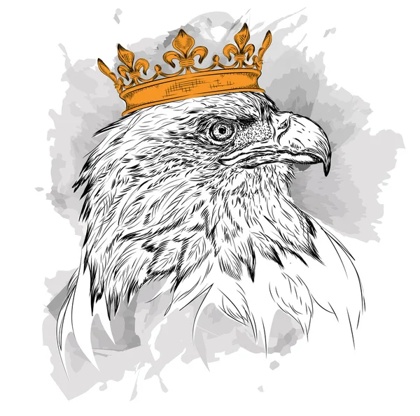 Hand tekenen afbeelding portret Eagle in de kroon. Gebruik voor print, posters, t-shirts. Hand tekening vector illustratie — Stockvector