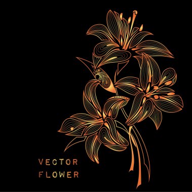 El soyut zambak çizin. Afrika / hint / çiçek / dövme tasarımı. Bir t-shirt, çanta, kartpostal ve poster tasarımı için kullanılabilir.