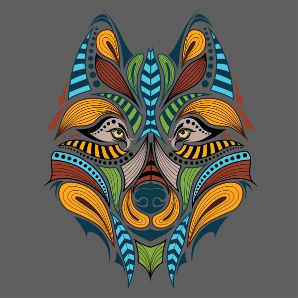 Kurt desenli renkli başkanı. Afrika / Hint / totem / dövme tasarım. Bir t-shirt, çanta, kartpostal ve poster tasarımı için kullanılabilir.