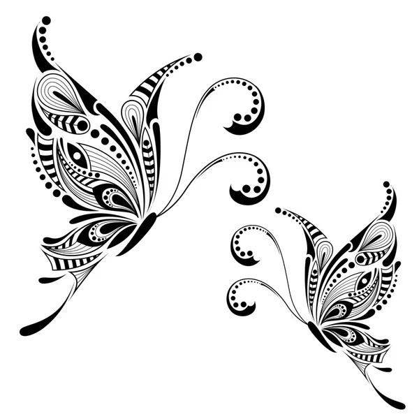 Wzorzyste kolorowe motyl. Afrykański/indyjski/Totem/projekt tatuażu. Może być używany do projektowania koszulki, torby, pocztówek i plakatów. — Wektor stockowy