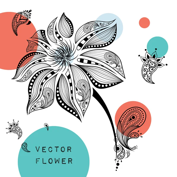 Hand draw colored abstract flower. African / indian / floral / tattoo design. It may be used for design of a t-shirt, bag, postcard and poster. — Stock Vector