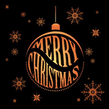 El harfleri, Noel topu ve dekorasyon elemanları çizmek ile Merry Christmas retro poster. Tebrik kartı, poster veya baskı olarak kullanılabilir. Vektör çizimi