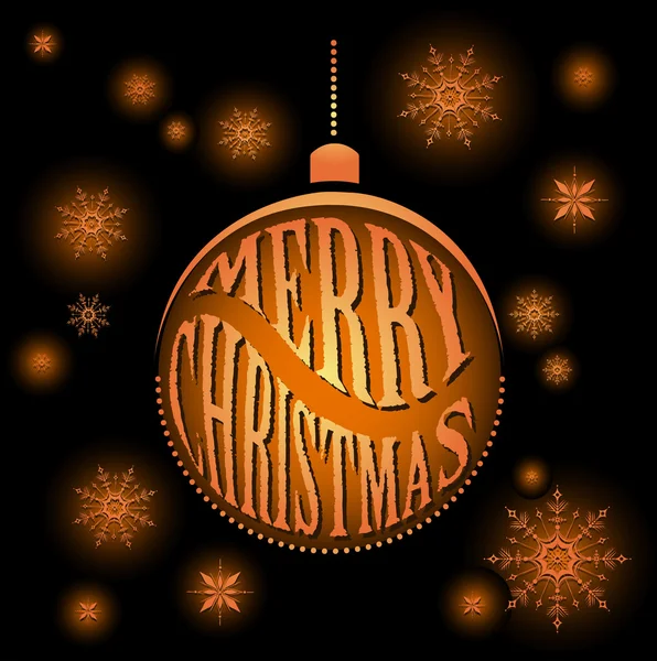 Cartaz retro Feliz Natal com mão desenhar letras, bola de Natal e elementos de decoração. Ele pode ser usado como um cartão de saudação, cartaz ou impressão. Ilustração vetorial —  Vetores de Stock