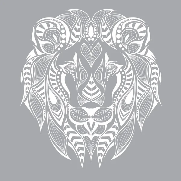 Tête de lion à motifs colorés. Conception africaine / indienne / totem / tatouage. Il peut être utilisé pour la conception d'un t-shirt, sac, carte postale et affiche . — Image vectorielle