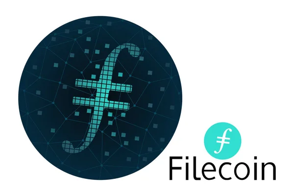 暗号通貨ロゴFilecoinの3Dベクトル画像 著者の開発 — ストックベクタ